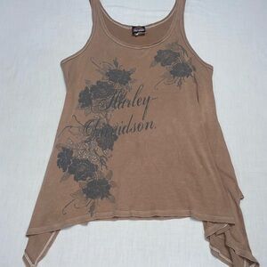 Harley-Davidson Floral Rhinestone Tank Top Women’s 2XL Y2K